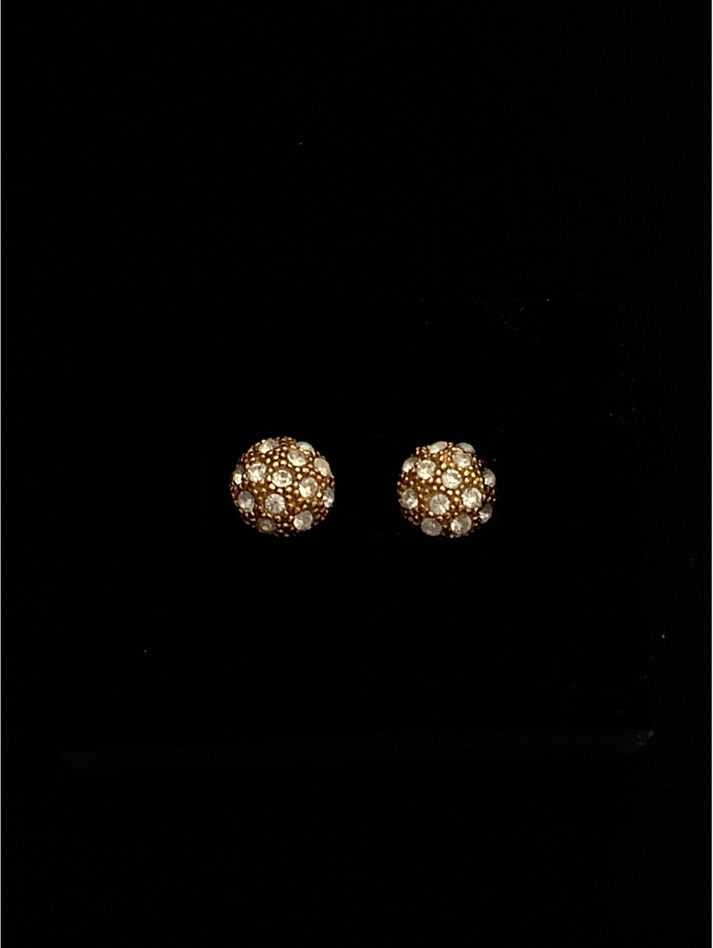 Avon Evening Drama Pierced Earrings Gold Tone Clear Rhinestone Studs with Box